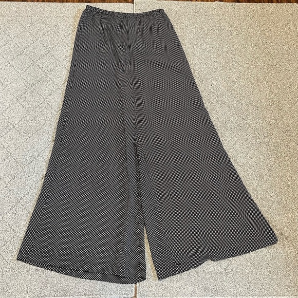 Zac & Rachel Wide Leg Pants Womens Small Black White Stretch Relaxed Pull On - Picture 1 of 8